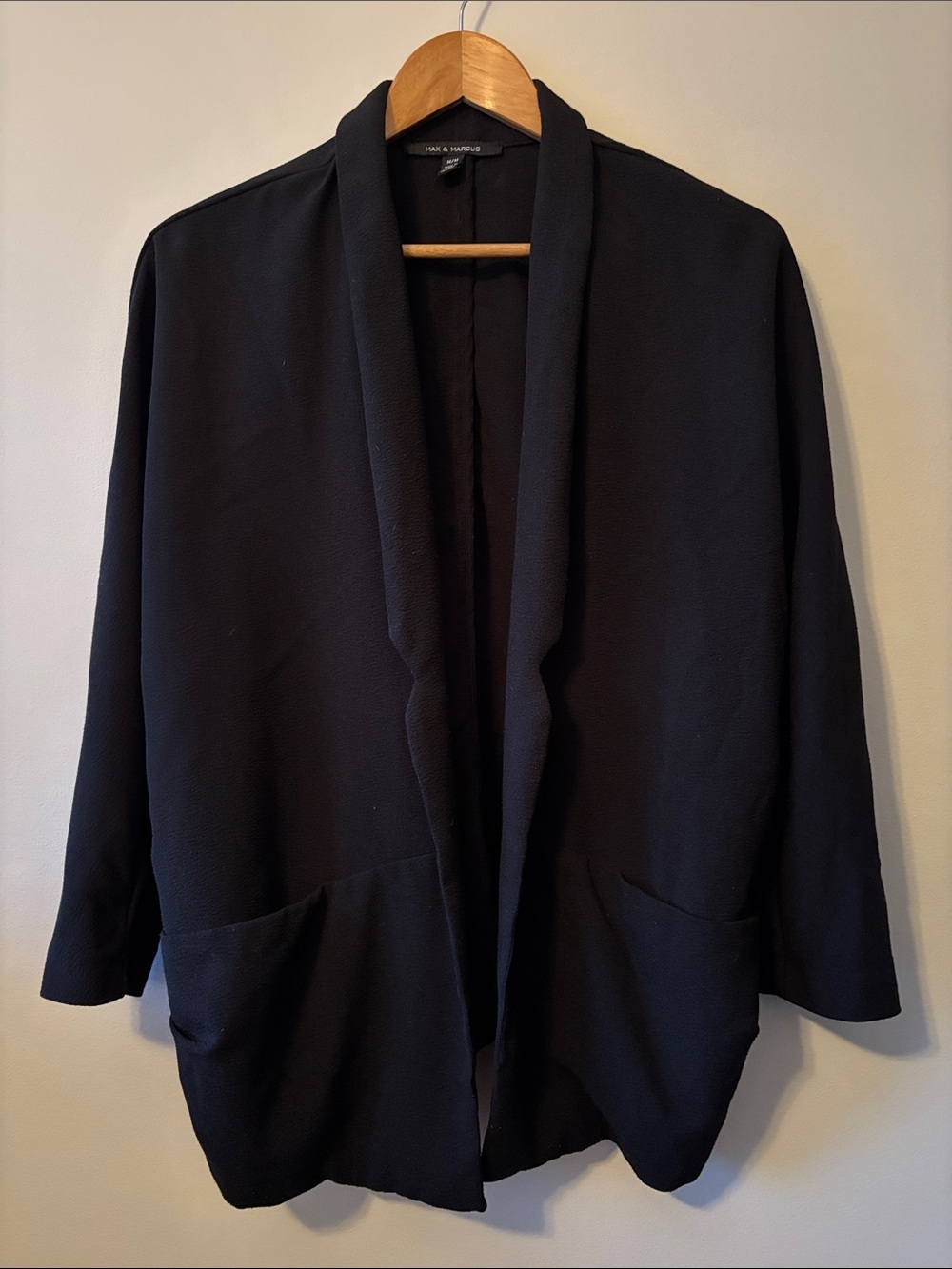 Max & Marcus Oversized Open-Front Black Blazer